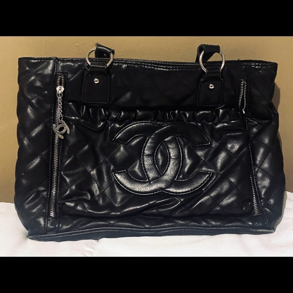 Coco Chanel Black Quilted Patent Leather Tote